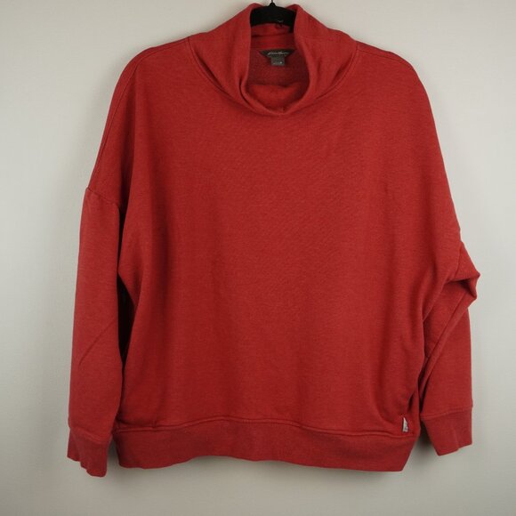 Eddie Bauer Coral‎ Pink Cowl Neck Pullover Sweatshirt Size Medium - Picture 1 of 7